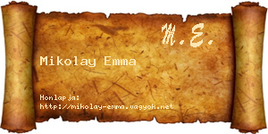 Mikolay Emma névjegykártya